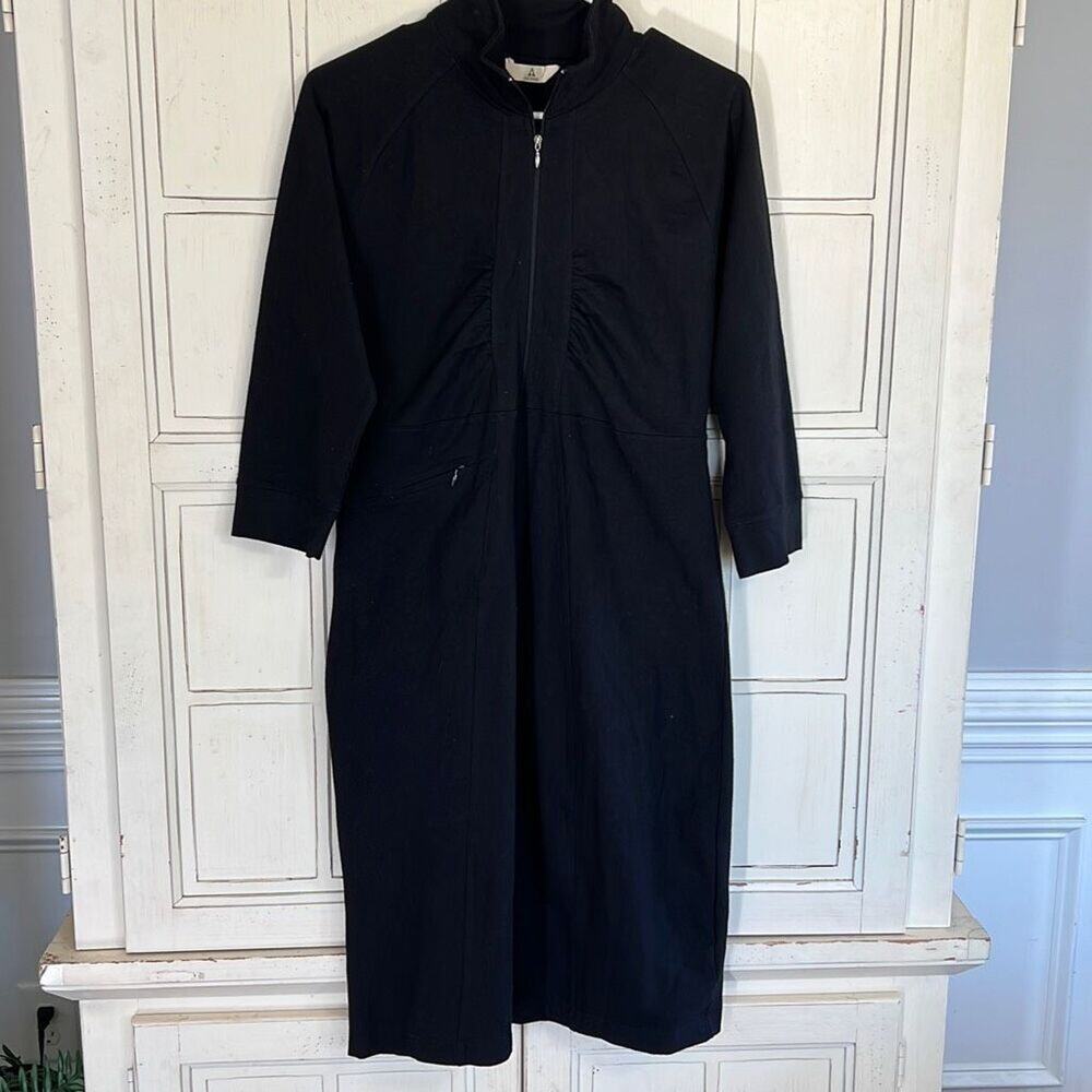Ascend size large black knit long sleeve casual comfortable dress
